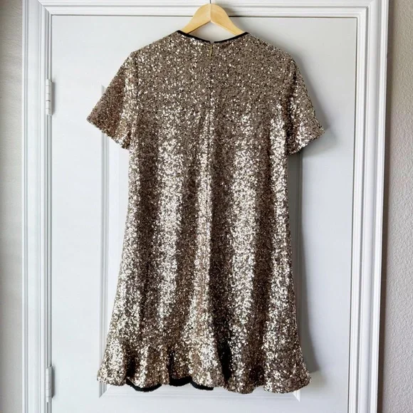 NWT Draper James Gold Sequin Short Sleeve Dress Size 10 - Picture 4 of 9